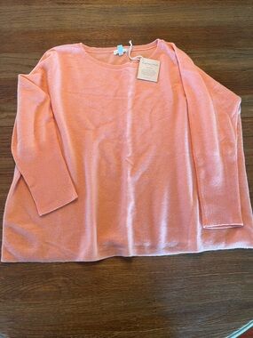 Garnet Hill Soft Pink/Peach Cashmere Cropped Sweater